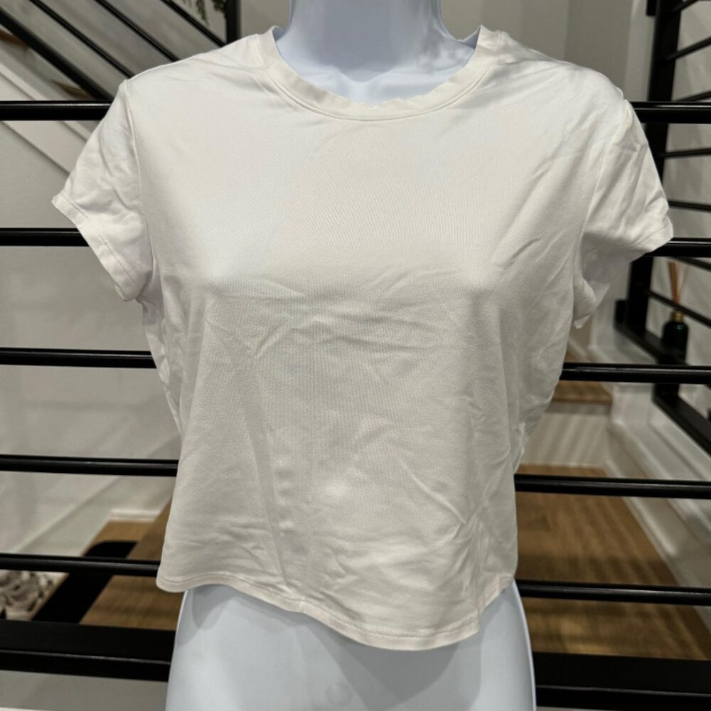 ALO Cropped All Day Short Sleeve - White - Small